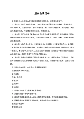 股东会承诺书