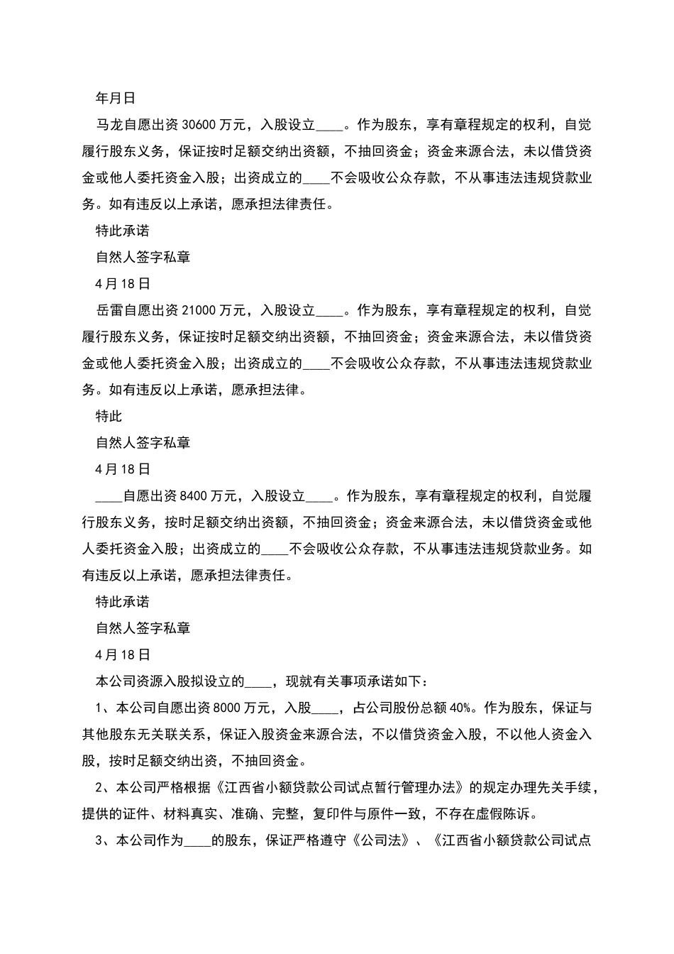 股东出资承诺书_第2页