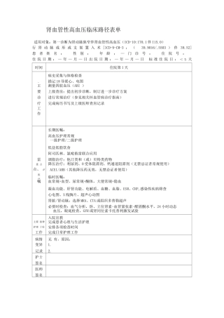 肾血管性高血压临床路径表单