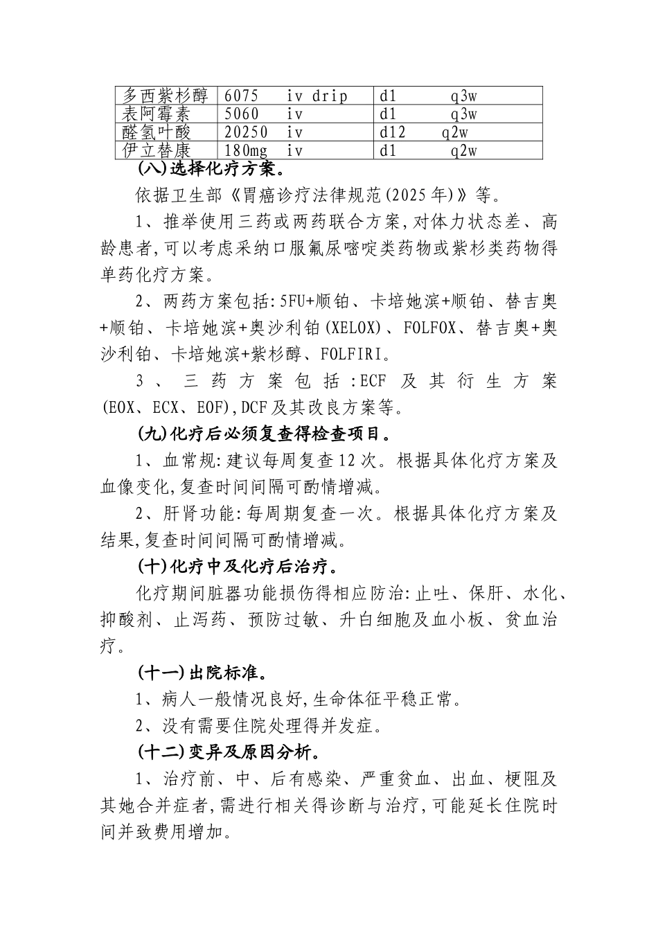 胃癌姑息化疗临床路径_第3页