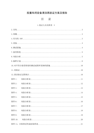胶囊车间设备清洁再验证方案及报告