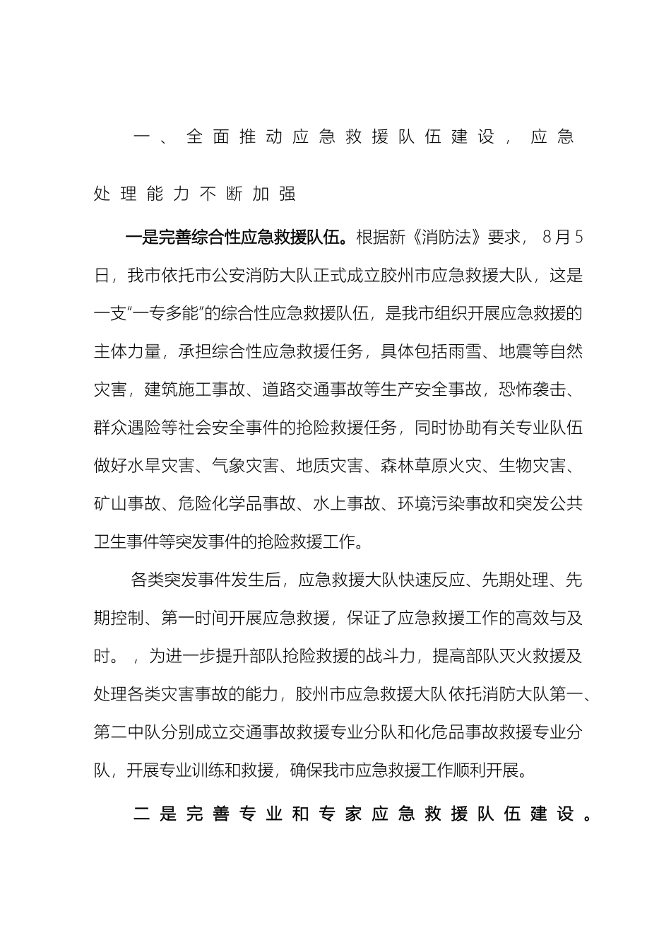 胶州市应急救援队伍建设情况汇报_第3页