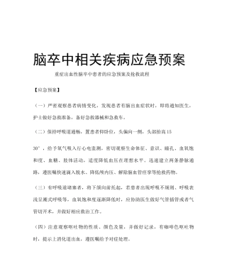 脑卒中应急预案