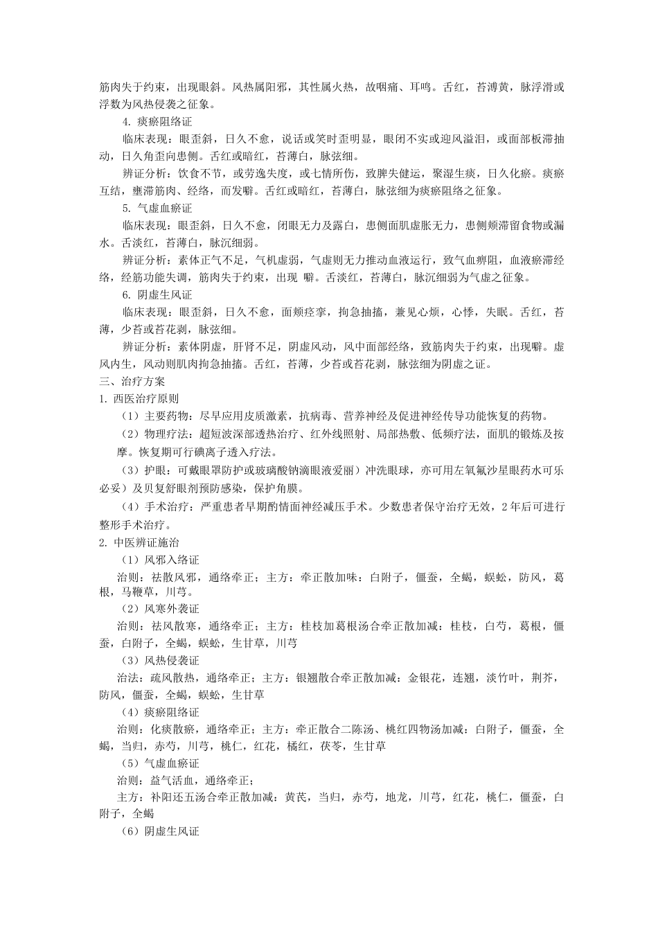 脑病科中医优势病种面神经炎诊疗方案_第2页