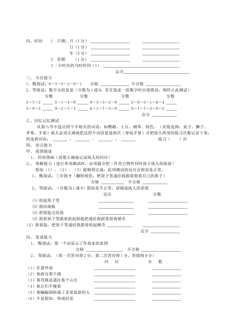 脑神经行为认知状况测试NCSE_第2页