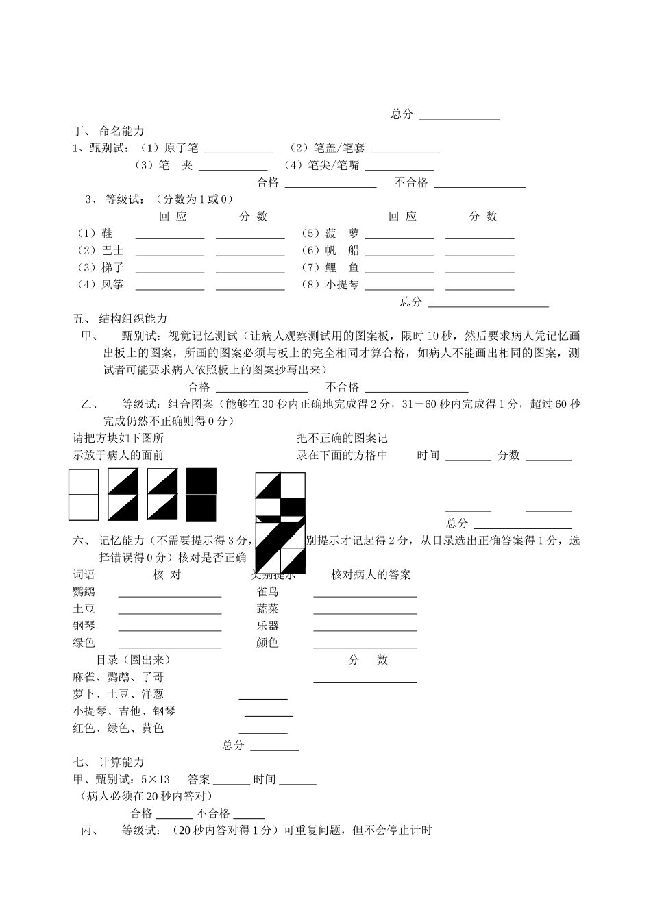 脑神经行为认知状况测试NCSE_第3页