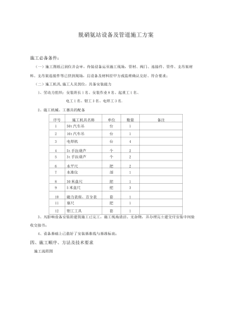 脱硝氨站设备及管道施工方案