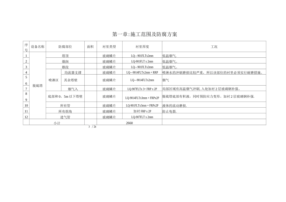 脱硫塔玻璃鳞片胶泥衬里施工方案_第3页