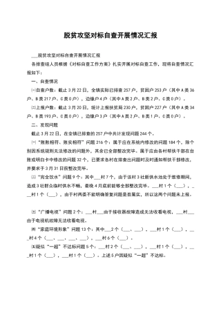 脱贫攻坚对标自查开展情况汇报