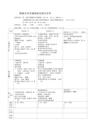 腮腺多形性腺瘤临床路径表单