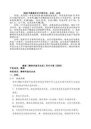 腰痛诊疗方案评估、分析、总结