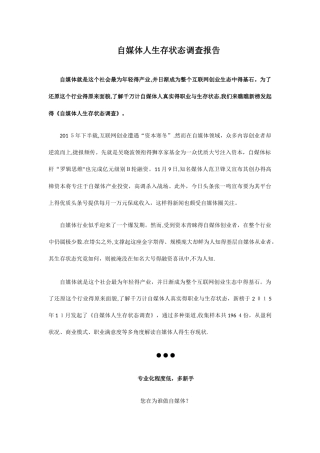 自媒体人生存状态调查报告