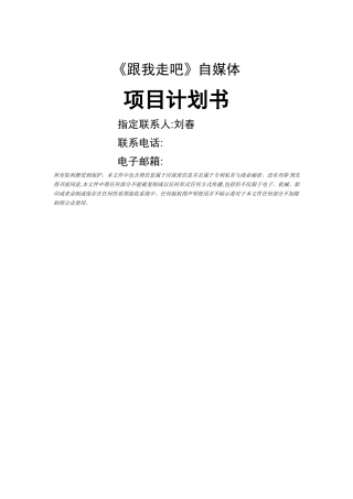 自媒体商业项目计划书