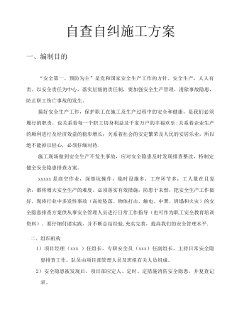 自查自纠施工方案