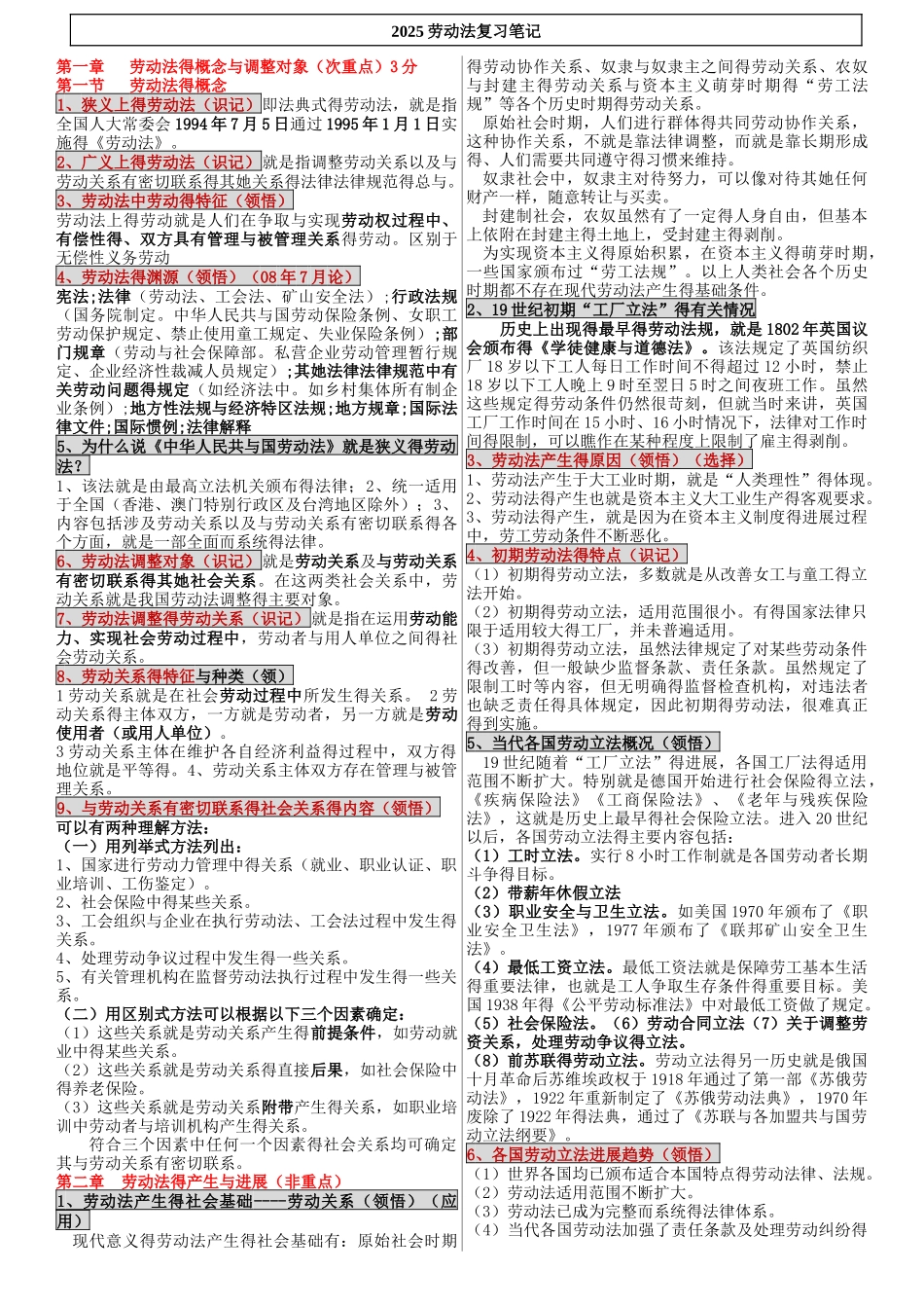 自考劳动法笔记全面_第1页