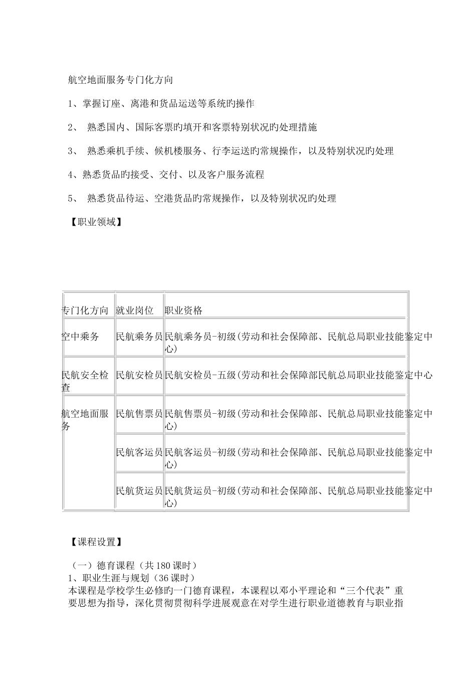 航空服务专业教学实施方案_第2页