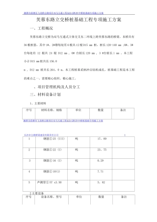 芙蓉东路立交桥桩基础专项施工方案
