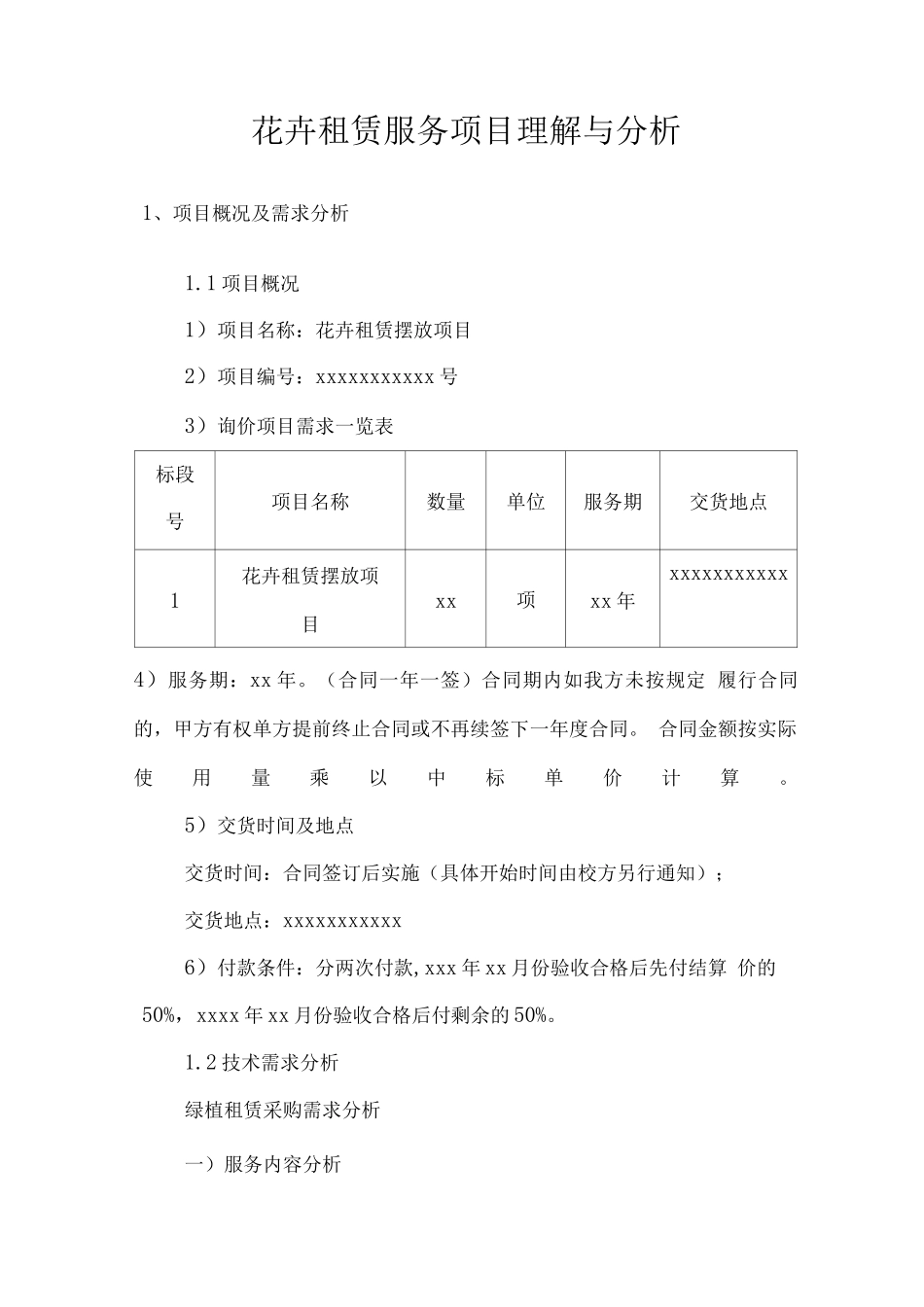 花卉租赁服务项目理解与分析_第1页