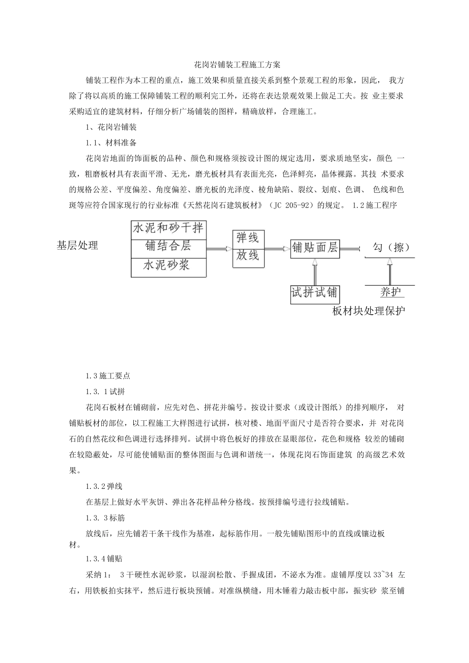 花岗岩铺装工程施工方案_第1页
