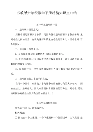 苏教版六年级数学下册精编知识点归纳