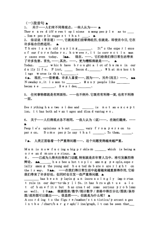 英文作文开头结尾万能句
