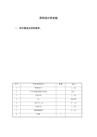 药剂设计性实验