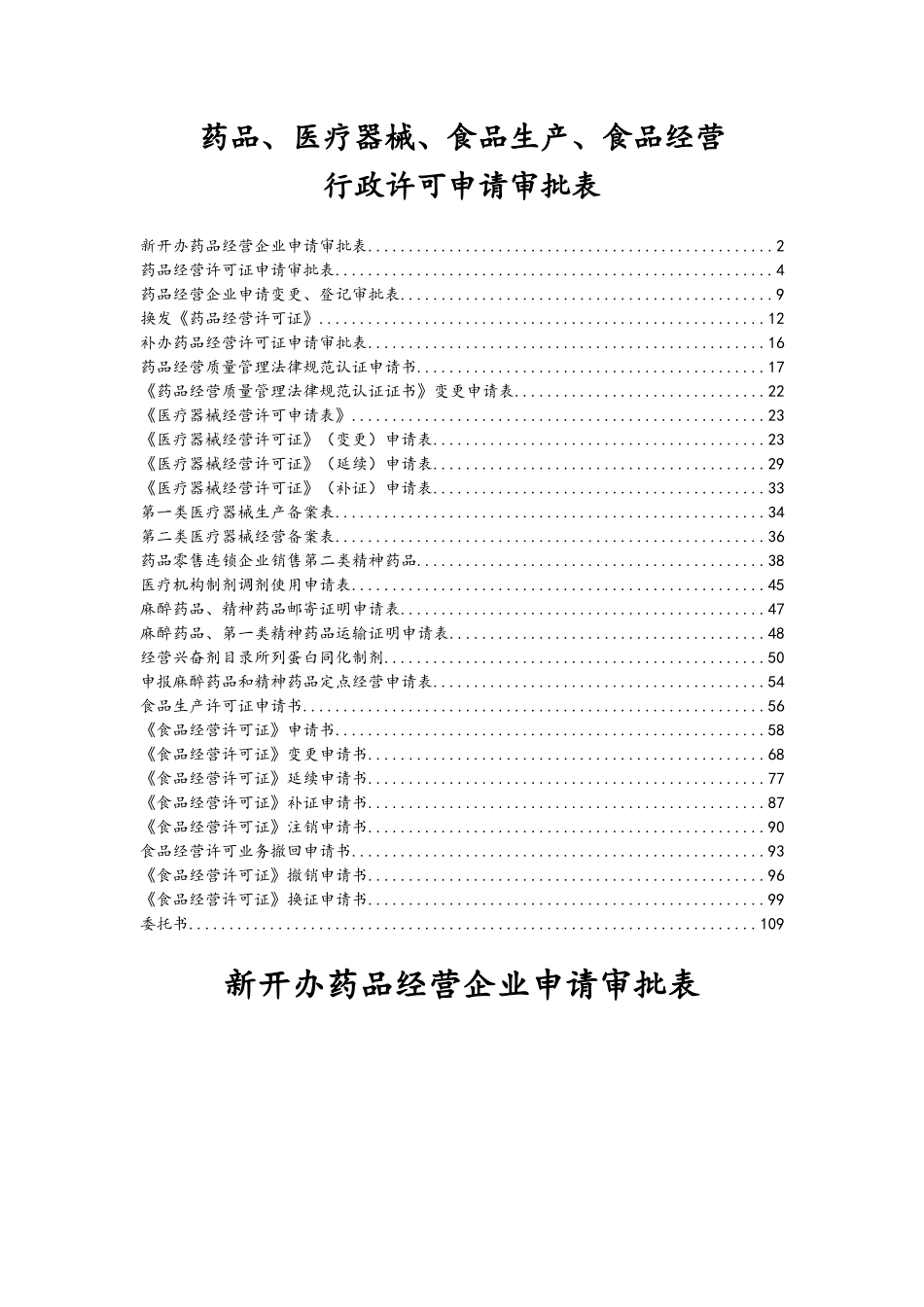 药品、医疗器械、食品生产、食品经营行政许可申请审批表_第1页