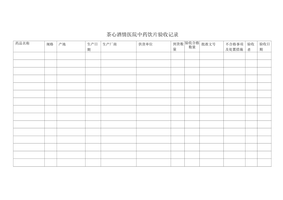 药品验收记录药品验收表医疗器械验收表中药饮片验收记录_第2页