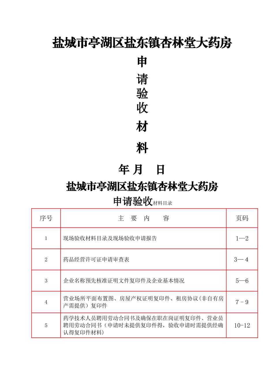 药店申请验收材料_第1页