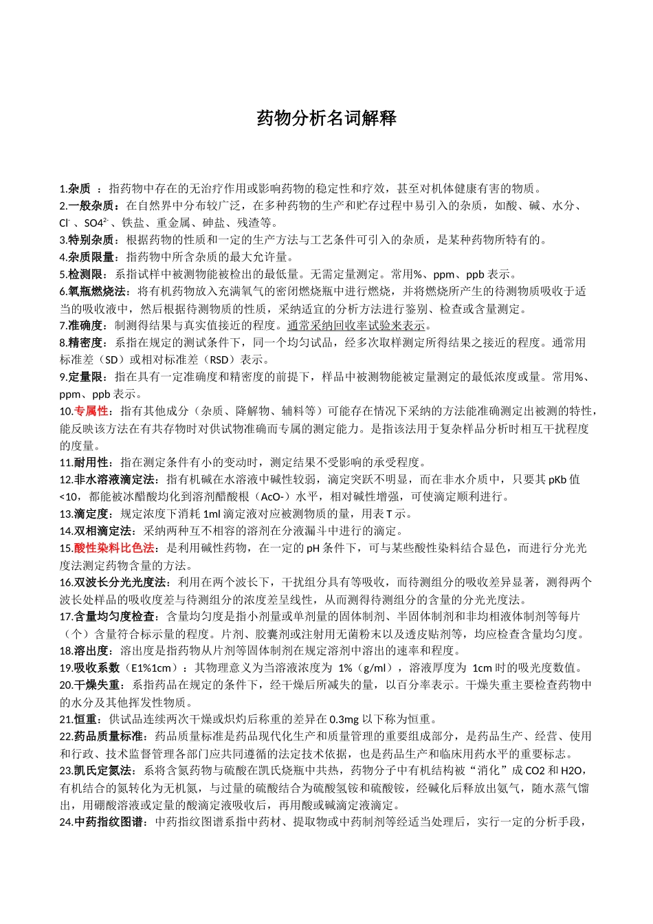 药物分析名词解释_第1页