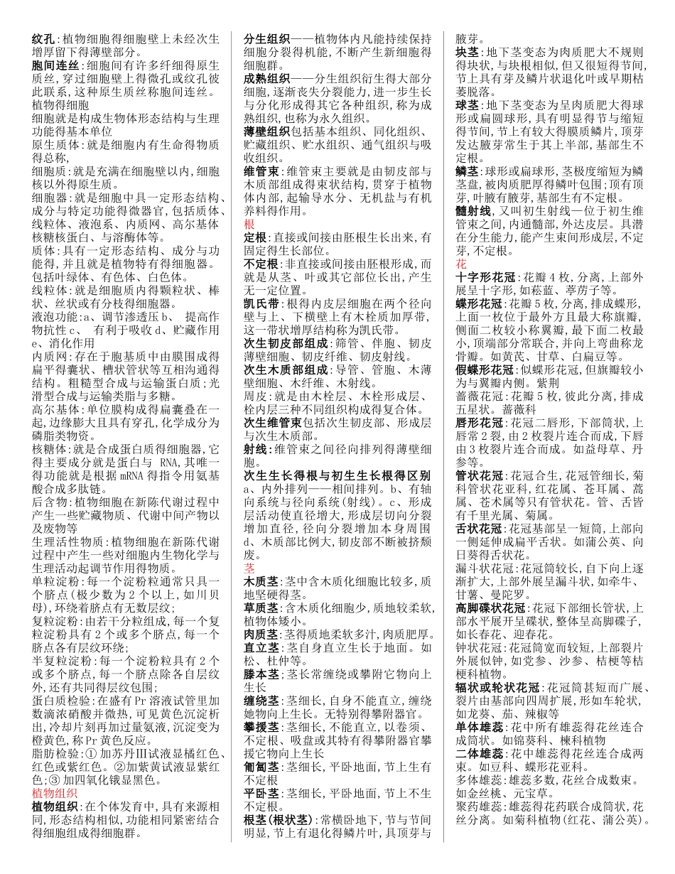 药用植物学超级、必考重点_第1页