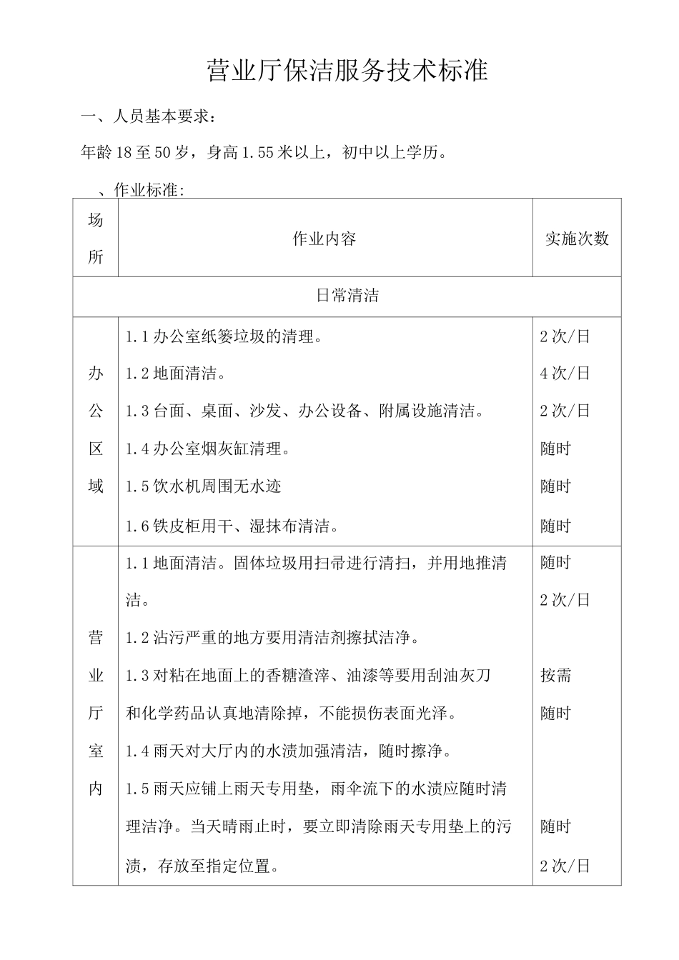营业厅保洁服务技术标准_第1页