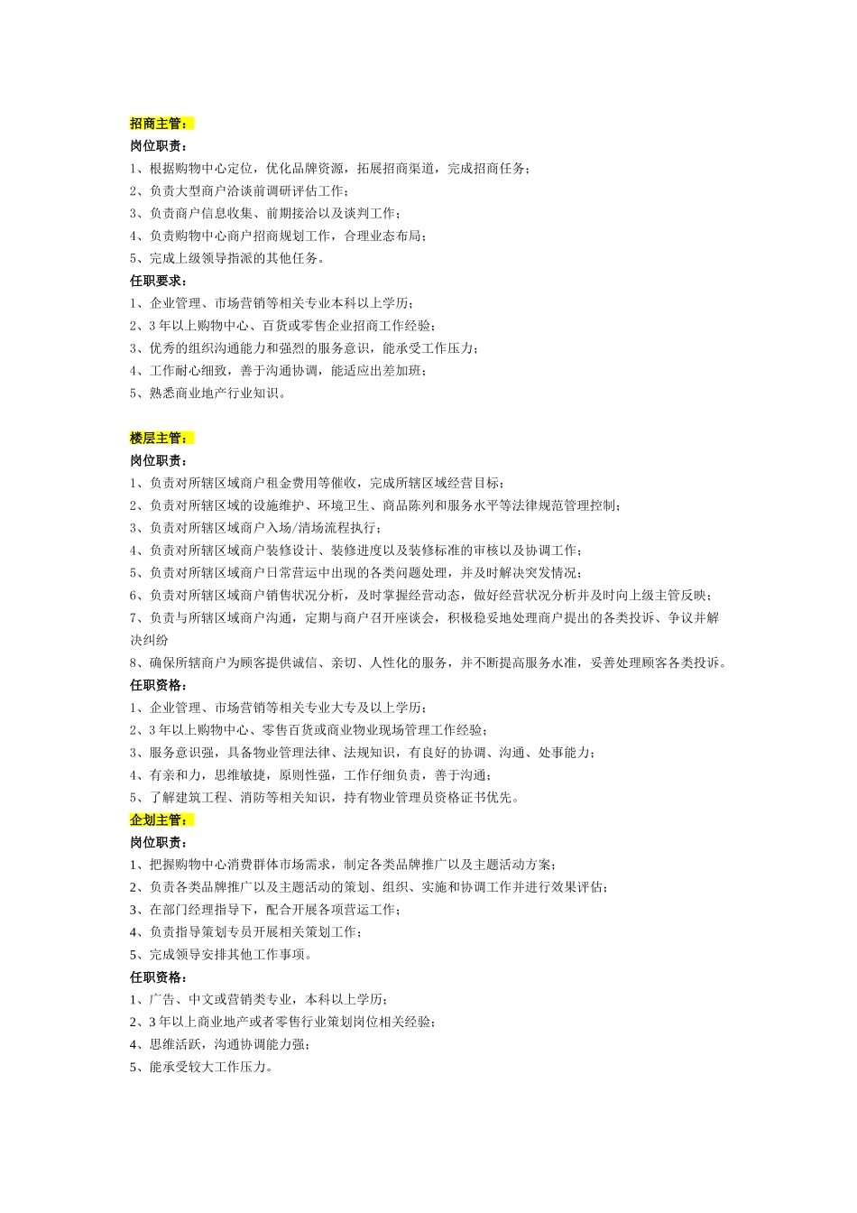 营运部招聘岗位要求_第1页