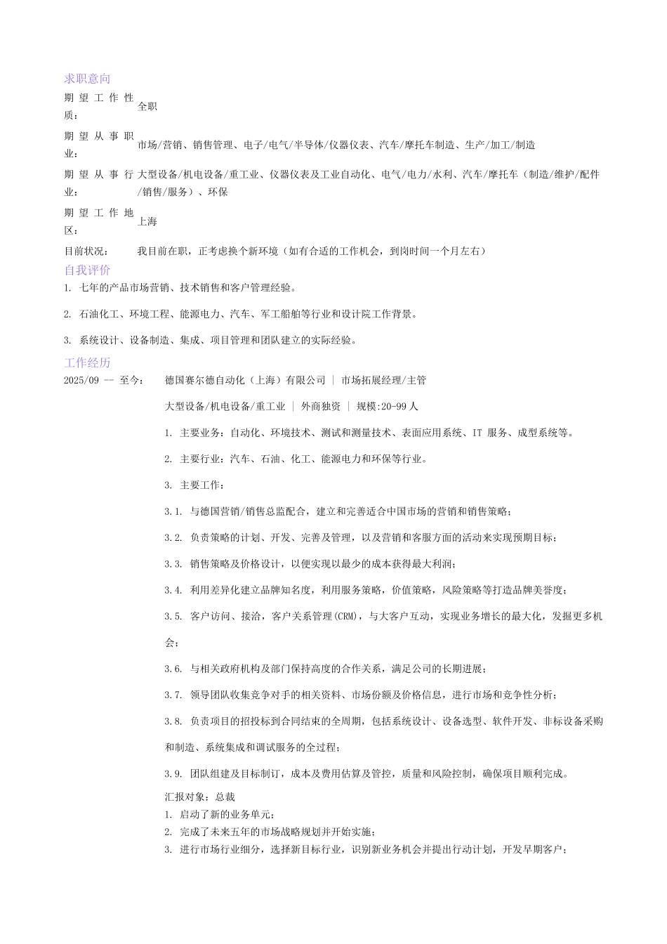 营销总监-简历模板_第1页