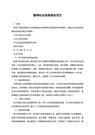 营销社会实践报告范文