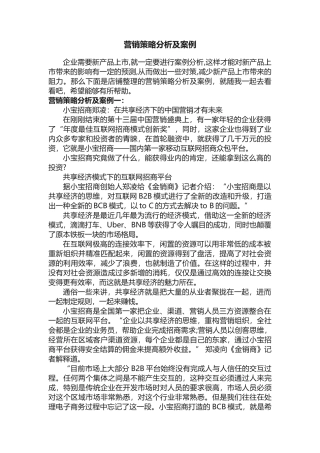 营销策略分析及案例