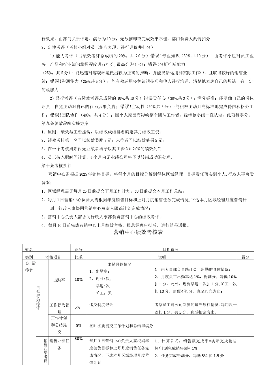 营销部绩效考核方案_第2页