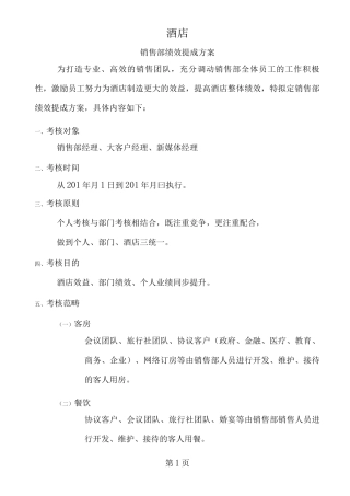 营销部提成方案修改