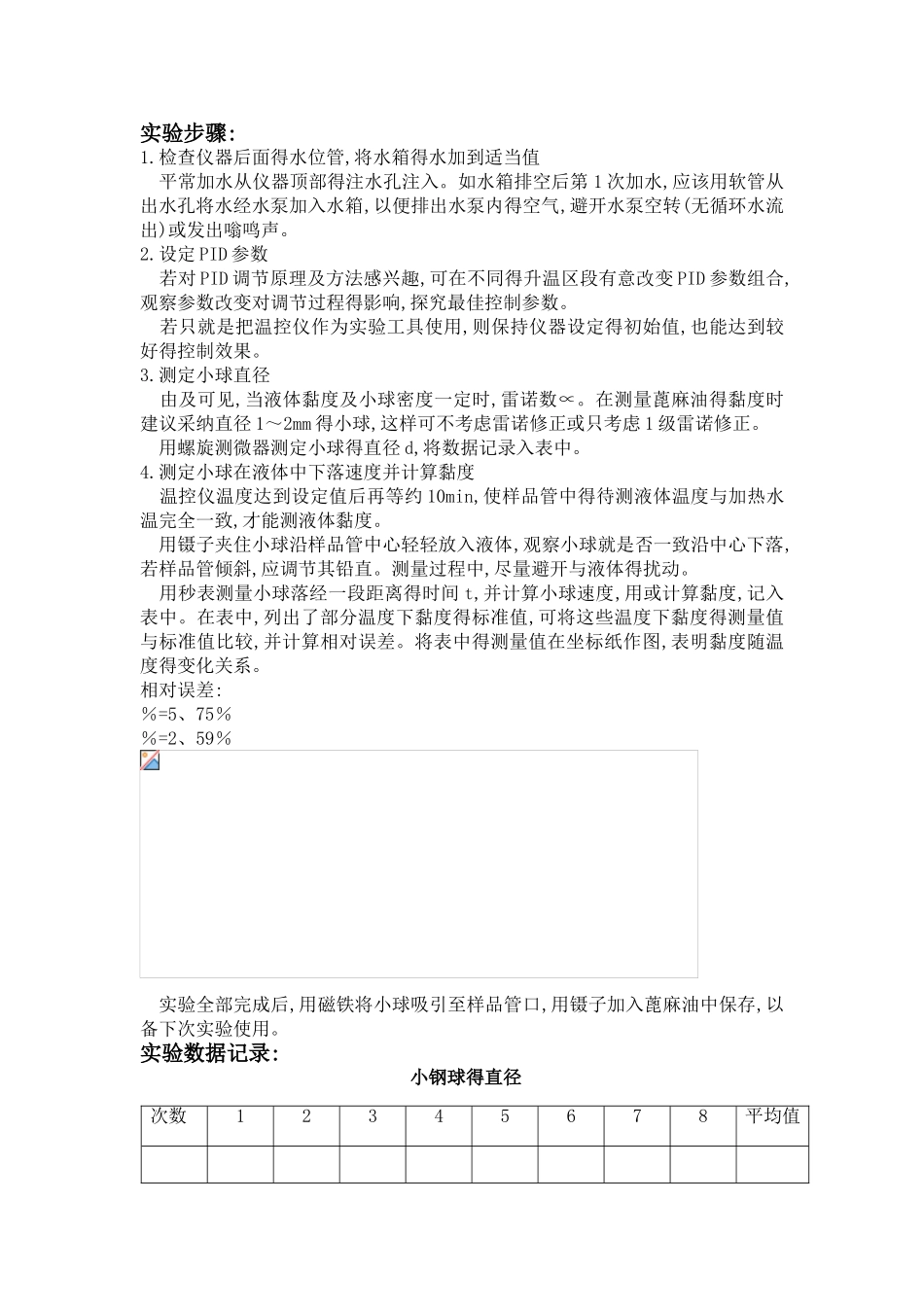 落球法测量液体的黏滞系数实验报告_第3页