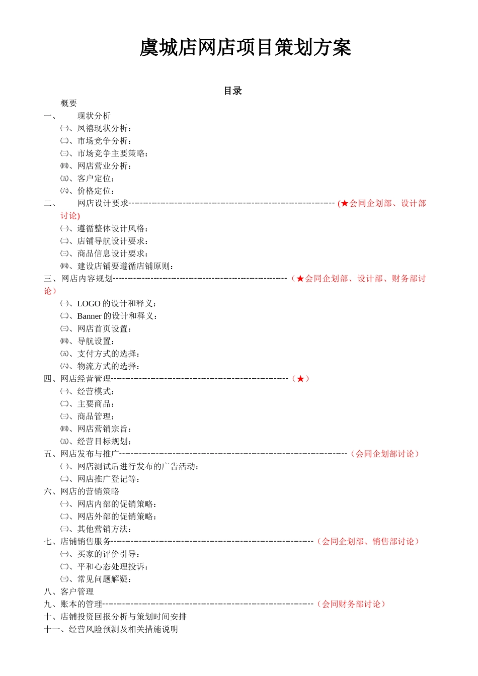 虞城店网店项目策划方案_第1页