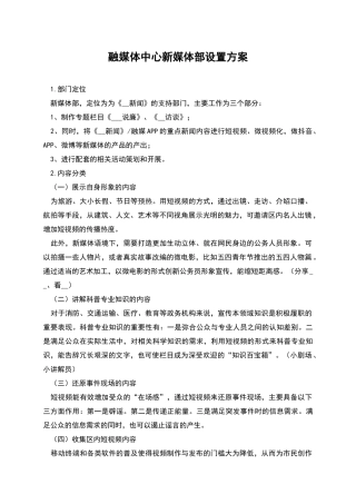 融媒体中心新媒体部设置方案