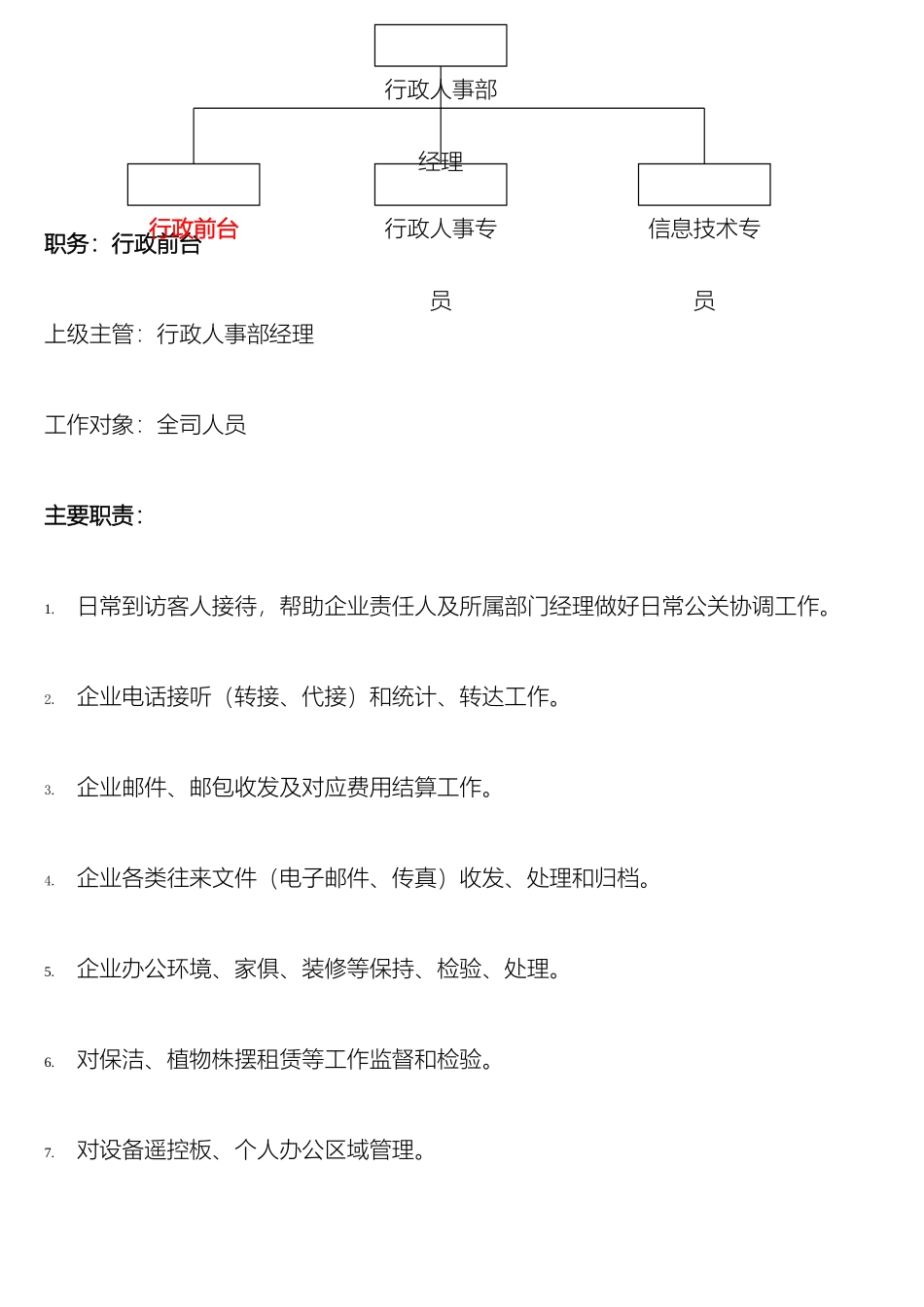 行政前台岗位职责及工作要求_第2页