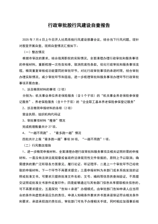 行政审批股行风建设自查报告