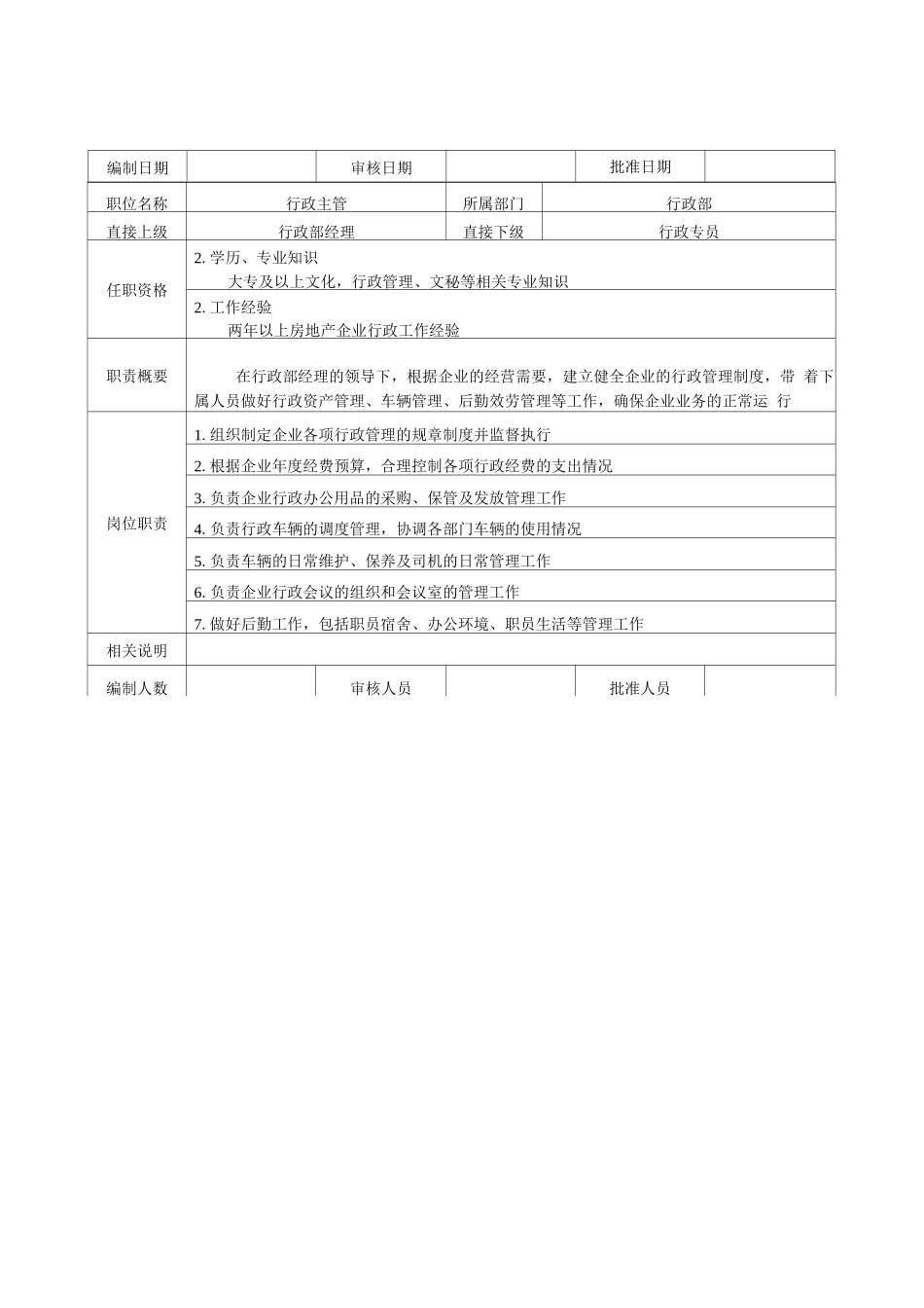 行政部各职位说明书_第2页