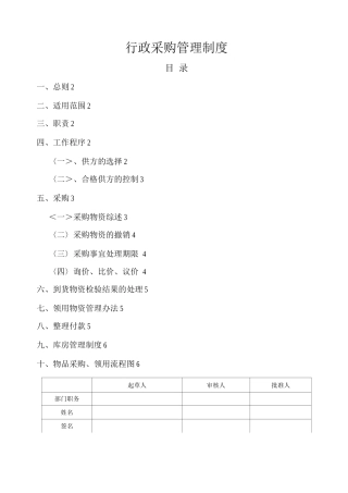 行政采购管理制度与流程