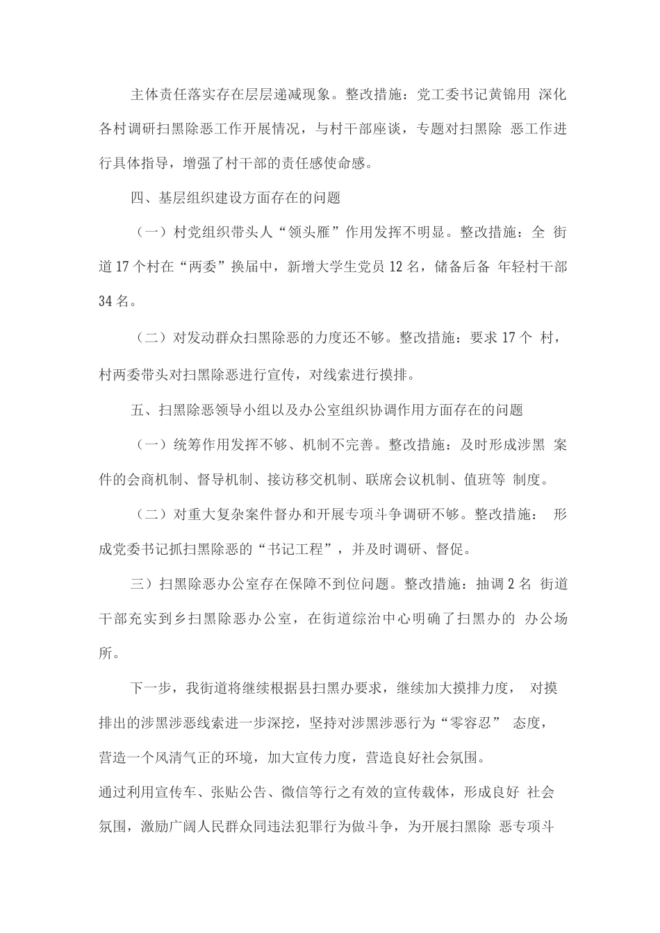 街道扫黑除恶专项斗争整改工作汇报_第2页