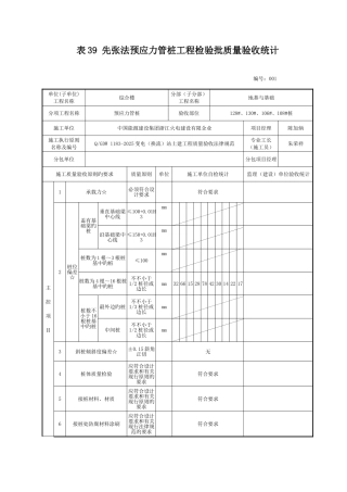 表先张法预应力管桩工程检验批质量验收记录