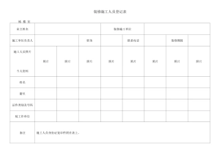 装修施工人员登记表