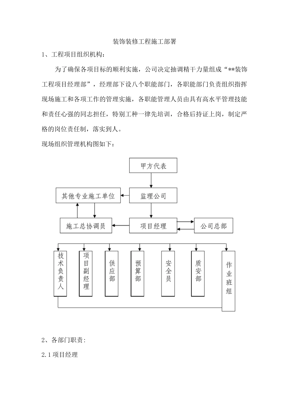 装饰装修工程施工部署_第1页