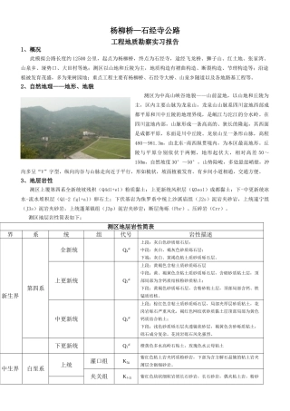 西南交大土木工程大二暑期工程地质勘察实习报告